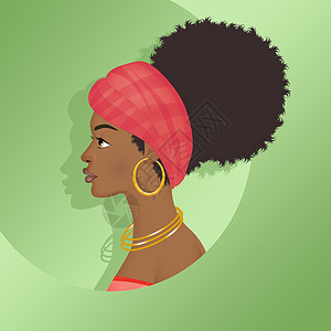 一位非洲妇女肖像女性男人爆炸情调头发插图衣冠文化异国黑色图片