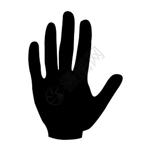棕榈双影 白色背景上的黑手图标 矢量插图图片