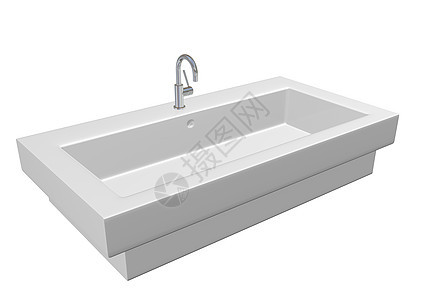 现代陶瓷白色洗手间水槽套装镀铬固定装置 3d 错觉图片