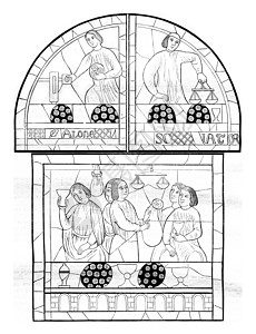 十三世纪 勒大教堂的彩色玻璃窗面图片