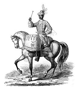 1724年骑兵上校的提米克将军音乐家鸡腿骑术音乐定音鼓手乐器信号工具背景图片