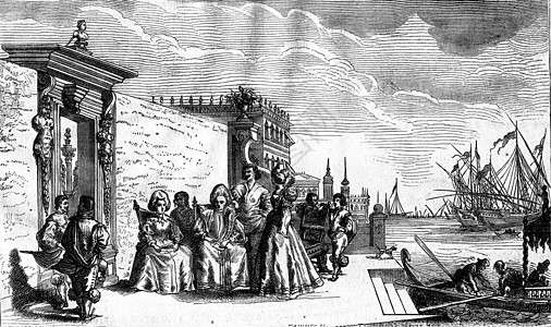 17世纪与威尼斯的海滨交谈 vi 在17世纪背景图片