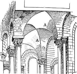 腹股沟拱顶 12 世纪早期拱顶复古雕刻图片