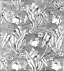 表盖采用锦缎花纹设计复古 en艺术插图黑色花朵绘画白色雕刻树叶编织图片