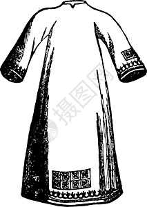 阿尔贝是长长的白色亚麻外衣复古雕刻图片