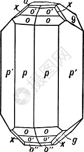 托帕兹的矫形体晶体 古代插图背景图片