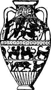 Amphora 是窄颈和两个手柄的罐子运输脖子绘画时代雕刻把手艺术白色插图新石器图片