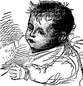 这张照片里的婴儿脸 是老式刻字图片