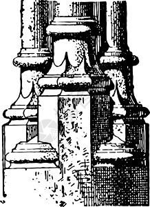 底部晚式哥特立体柱基底古代刻字图片