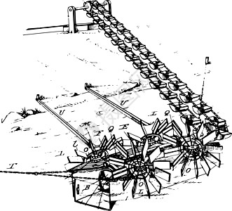 升水装置 古董插图背景图片