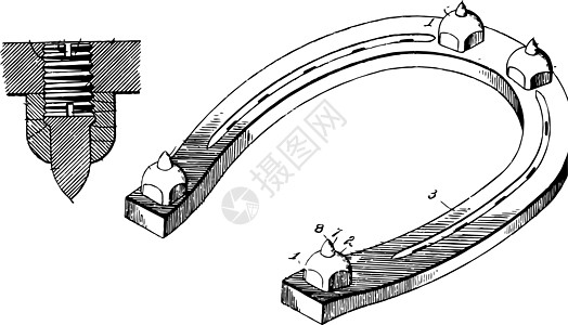 马蹄卡尔复古插画图片