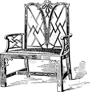 中国主席古年插图绘画奇彭白色扶手椅黑色艺术椅子雕刻图片