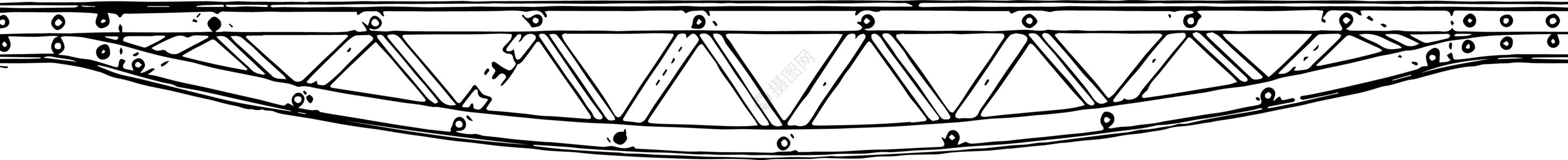 光反转的弓弦Girder 古董插图图片