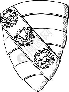 Edw 时代的骑士狮面纹章盾牌图片