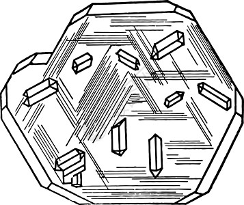 泰坦尼克号铁矿上生长的金红石复古插图图片