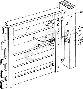 关卡 Latch 是用于锁门的 S 设备 锁定老旧雕刻图片