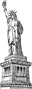 自由女神像复古插画背景图片
