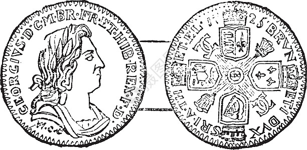 乔治一世的硬币 古董插图图片