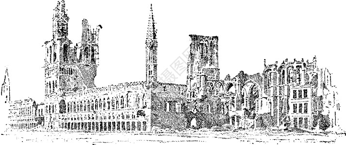 Ypres的公会大厅 古董插图图片