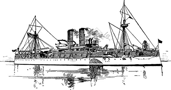 美国缅因州战舰 古董插图图片