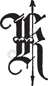 K 旧的英文花式文字 古代插图背景图片