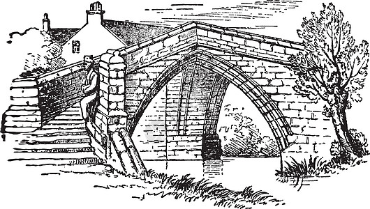 克罗伊兰桥复古插画图片