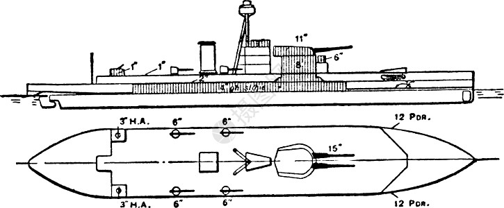 英国皇家海军HMS Erebus战舰 古典插图图片