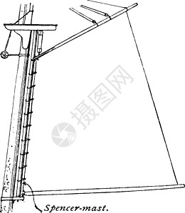 桅杆与 Spencer 桅杆附件复古插图图片