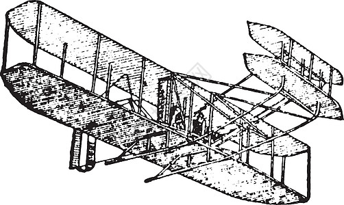 飞机复古插图螺旋桨白色雕刻艺术绘画翅膀黑色图片
