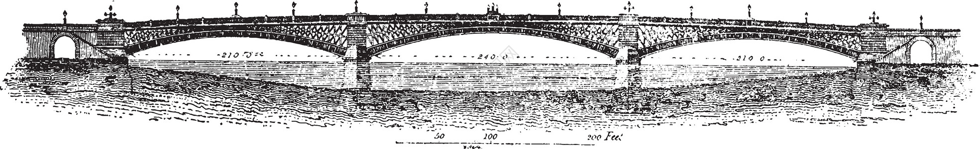 南华克桥 古董插图图片