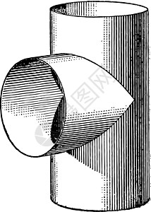 奥特莱斯相交圆柱复古插画雕刻气缸艺术绘画插图黑色白色插画