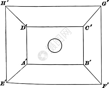 同心矩形内的圆复古插图图片