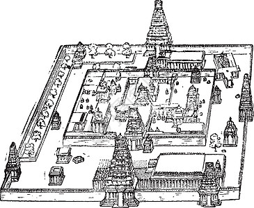 插图中的寺庙雕刻白色绘画艺术黑色图片