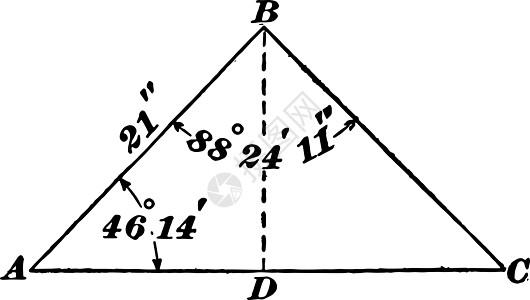 边长为 21 且角为 88 24 11 和 46 1 的斜三角形图片