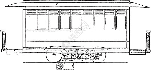 街车 古董插图雕刻力量艺术黑色白色动机绘画图片