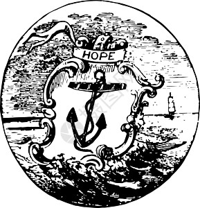 罗德岛海豹复古它制作图案注册绘画商标插图艺术黑色白色雕刻图片