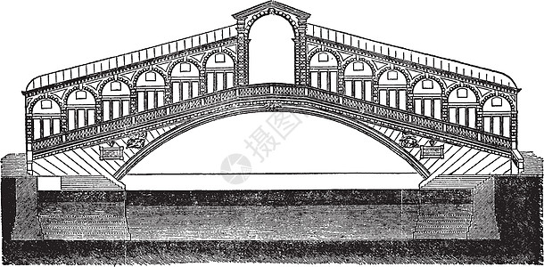 里亚托桥复古插画图片