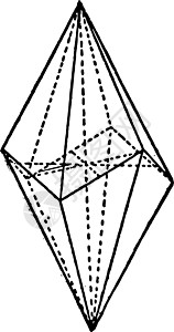 偏斜面体复古插画雕刻白色插图绘画艺术黑色多面体中心图片