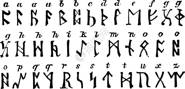 Runic 字母表 古董插图图片