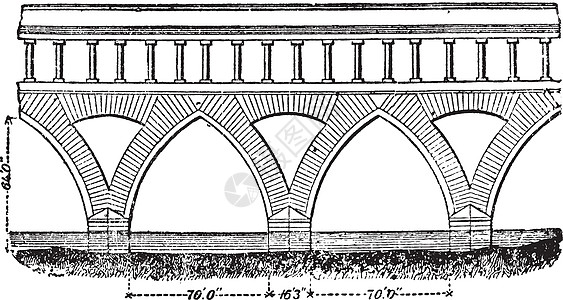 提西诺桥 古董插图图片