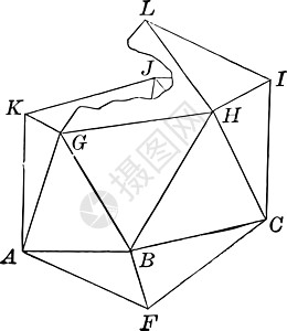 部分建造Icosahedron古代插图图片