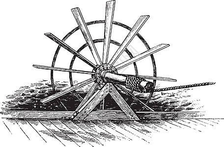 桨轮 旧式插图图片