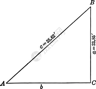 右三角ABC带23 85英尺长和35 62英尺宽图片