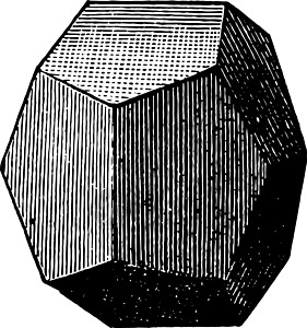 五角十二面体复古插画艺术雕刻插图数学绘画白色黑色五边形图片