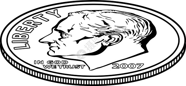 成堆的硬币复古插画绘画黑色白色艺术雕刻插图货币图片