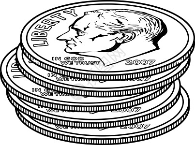 成堆的硬币复古插画黑色货币绘画插图白色火炬圆周艺术雕刻图片