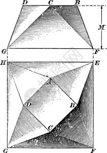 不规则固体与三角形表面复古插图雕刻白色绘画艺术黑色图片