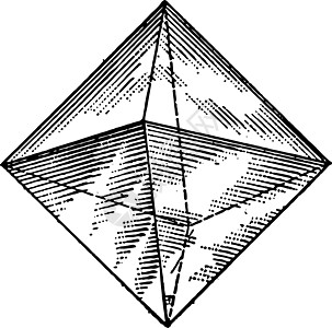 正八面体复古插画金字塔绘画雕刻艺术等距插图双面面孔黑色白色图片