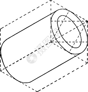 空心圆柱复古插画黑色白色飞机插图绘画雕刻同心边缘艺术平行线图片