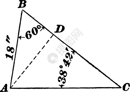 边长为 18 且角为 60 和 38 42 的斜三角形图片